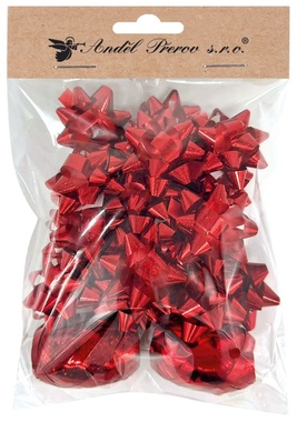 Gift Wrapping Set Red, Rosette 5 x 2 x 5 cm 20 pcs, Ribbon 0.5 cm x 10 m 2 pcs