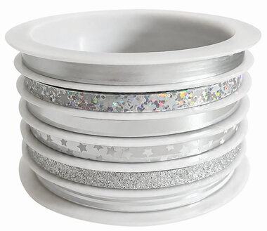 Gift Ribbons with silver Decor 0.5 cm x 4 m, 6 pcs