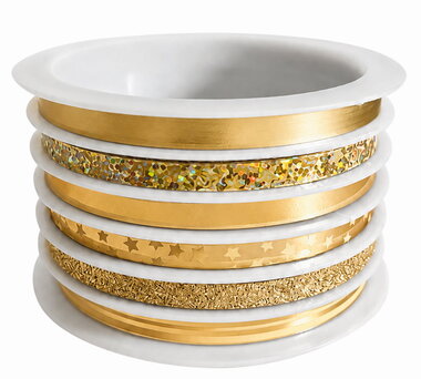 Gift Ribbons with gold Decor 0.5 cm x 4 m, 6 pcs