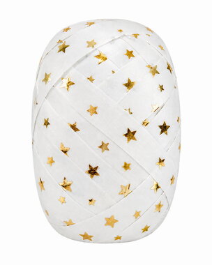 Gift Ribbons white with gold Stars 1 cm x 20 m