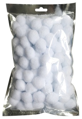 White Plush Balls dia 2 cm, 100 pcs in Bag