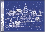 Decorative Window Cling – Village with Tree