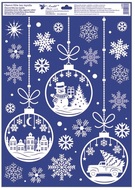 Decorative Window Cling – White Flasks with Snowman with Gift