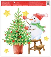 Decorative Window Cling - Christmas Tree with Snowman