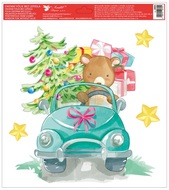 Decorative Window Cling - Car with Presents