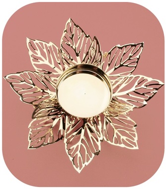 Metal Candle Holder Golden Flower 12 cm, for tealight