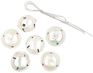 Jingle Bells 3 cm, 6 pcs, Iridescent