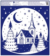 Decorative Window Cling - Church with Moon