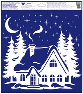 Decorative Window Cling - Cottage with Moon