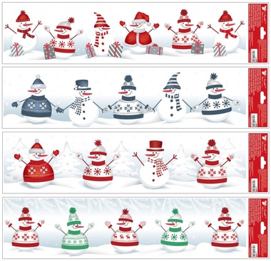 Decorative Window Cling Snowmen 64 x 15 cm