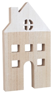 Standing wooden hoouse with chimney 11 x 21 cm