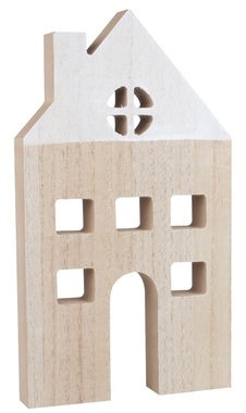 Standing wooden hoouse with chimney 14,5 x 26 cm