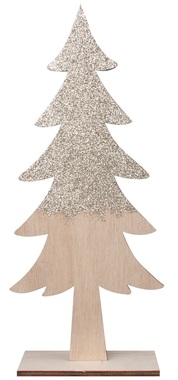 Standing wooden tree with glitters 11 x 26 cm