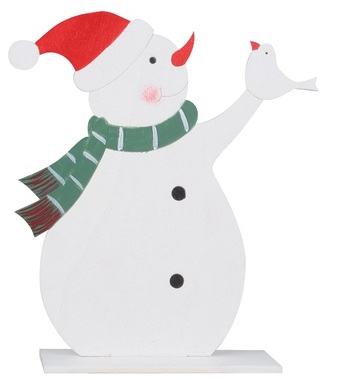 Standing wooden Snowman 14 x 18 cm