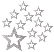 30036 Hvězdy s glitrem 5 cm, 12 ks stříbrné-1