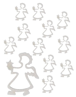 White angels with glitter 5 cm, 12 pcs