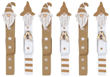 Gold Santa on peg, 8,5 cm, 6 pcs