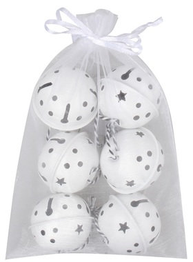 White metal jinglebells  5 cm, 6 pcs