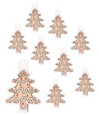 Wooden Trees on a peg 3 x 3.5 x 0.3 cm, 9 pcs in a Bag