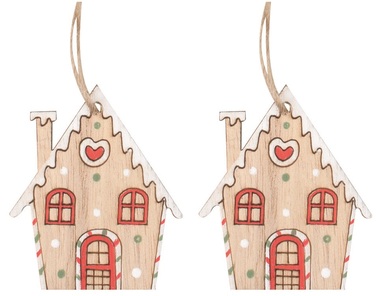 Wooden House with a White Roof for hanging 4.5 x 6 x 0.5 cm, 2 pcs in a Bag