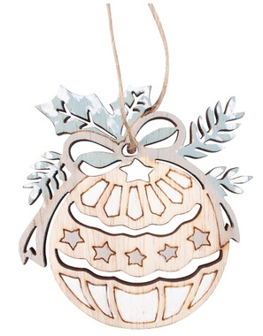 Wooden Jingle Bells hanging 5 x 5.5 x 0.5 cm, 2 pcs in a Bag