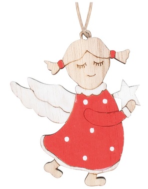 Angel in a Red Dress for hanging 5 x 6 x 0.5 cm, 2 pcs in a Bag