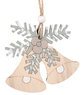 Wooden Bells for hanging 9.5 x 9.5 x 0.5 cm