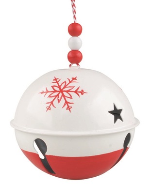 Metal Jingle Bell hanging o 10 cm White