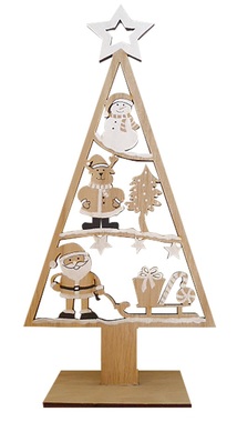 Wooden Tree with Deco 16 x 34 x 6 cm, Brown