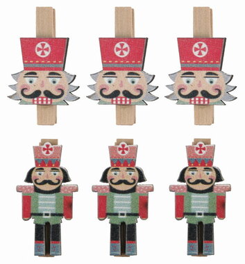 Nutcracker wooden 2.5 x 4.5 x 0.3 cm on a peg, 6 pcs in a bag