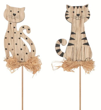 Wooden Cat 5 x 8.5 x 0.5 cm + skewer
