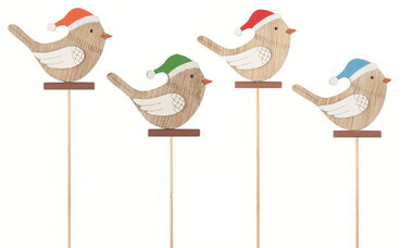 Bird in a Hat Wooden 7.5 x 7 x 0.5 cm + stick