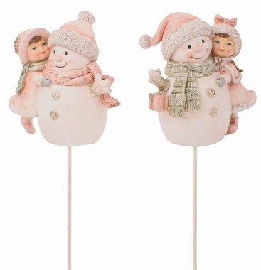 Snowman with Girl Wooden 6.5 x 8 x 0.5 cm + stick