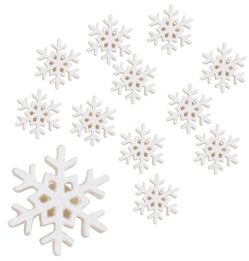 Snowflakes White with Glitter 2 cm, 12 pcs 