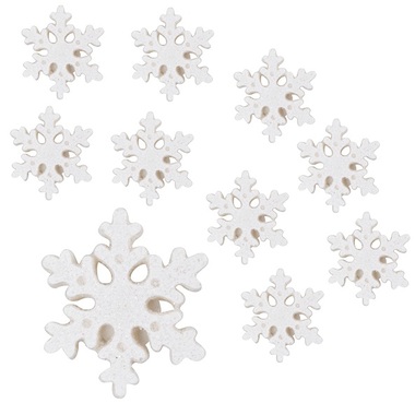 Snowflakes White with Glitter 3 cm, 10 pcs 