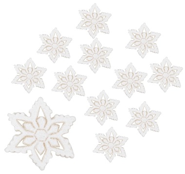 Snowflakes White with Glitter 2,5 cm, 8 pcs 