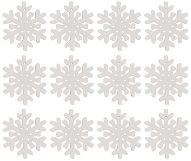 Wooden Snowflake 3 cm, 12 pcs, w/Tape