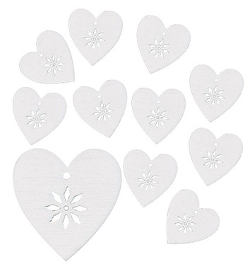 Wooden Heart 3 cm, 12 pcs, w/Tape