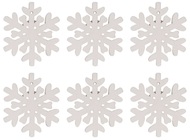 3050 Vločka dřevěná s lepíkem 4,5cm, bílá,6 ks-1