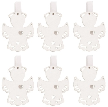 Wooden Angel 3 cm, on Peg, 6 pcs