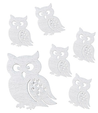 Wooden Owl 4,5 cm, 6 pcs w/Tape