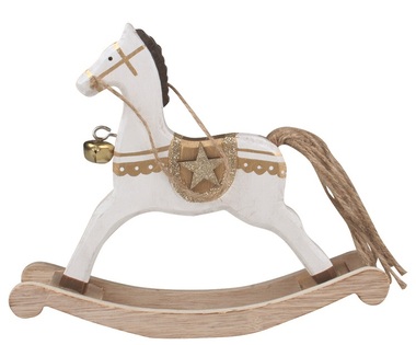 Standing Wooden Horse with Bell 18 x 15 cm 
