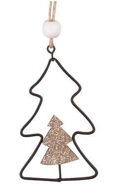 Metal Tree with Glitter hanging 5 x 8.5 x 0.5 cm