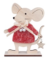 31544 Myška v červeném svetříku dřevěná na postavení 12 x 15 x 4 cm-1