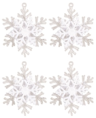 Snowflakes 5 cm, 4 pcs Pack, Plastic