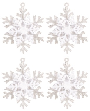 Snowflakes 5 cm, 4 pcs Pack, Plastic