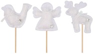 Decoration on Stick 7 cm Angel, Deer, Bird