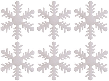 White Glitter Snowflake with double-sided Sticker 6 cm, 6 pcs