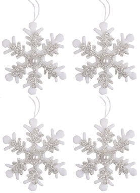 White-Silver Snowflake 6 cm, 4 pcs