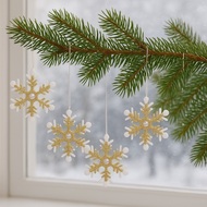 3277 Vločka bílozlatá 4 ks v sáčku, 6 cm-2